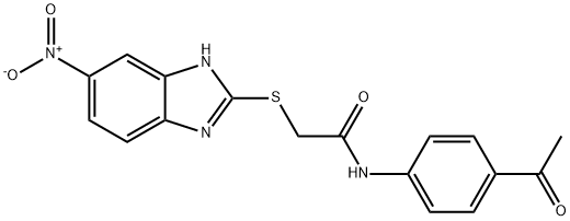 N-(4-acetylphenyl)-2-[(6-nitro-1H-benzimidazol-2-yl)sulfanyl]acetamide Struktur