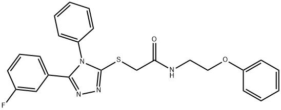 2-[[5-(3-fluorophenyl)-4-phenyl-1,2,4-triazol-3-yl]sulfanyl]-N-(2-phenoxyethyl)acetamide Struktur