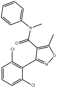 3-(2,6-dichlorophenyl)-N,5-dimethyl-N-phenyl-1,2-oxazole-4-carboxamide Struktur