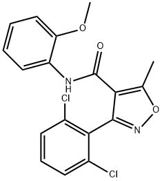 3-(2,6-dichlorophenyl)-N-(2-methoxyphenyl)-5-methyl-1,2-oxazole-4-carboxamide Struktur