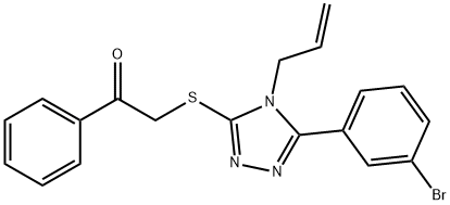 2-[[5-(3-bromophenyl)-4-prop-2-enyl-1,2,4-triazol-3-yl]sulfanyl]-1-phenylethanone Struktur