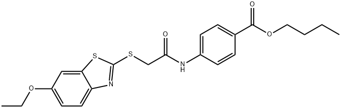 butyl 4-[[2-[(6-ethoxy-1,3-benzothiazol-2-yl)sulfanyl]acetyl]amino]benzoate Struktur