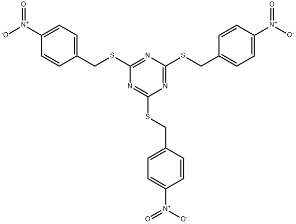 2,4,6-tris[(4-nitrophenyl)methylsulfanyl]-1,3,5-triazine Struktur