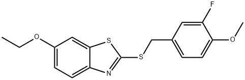 6-ethoxy-2-[(3-fluoro-4-methoxyphenyl)methylsulfanyl]-1,3-benzothiazole Struktur