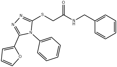 N-benzyl-2-[[5-(furan-2-yl)-4-phenyl-1,2,4-triazol-3-yl]sulfanyl]acetamide Struktur