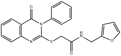 N-(furan-2-ylmethyl)-2-(4-oxo-3-phenylquinazolin-2-yl)sulfanylacetamide Struktur