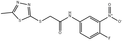 N-(4-fluoro-3-nitrophenyl)-2-[(5-methyl-1,3,4-thiadiazol-2-yl)sulfanyl]acetamide Struktur