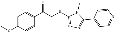 1-(4-methoxyphenyl)-2-[(4-methyl-5-pyridin-4-yl-1,2,4-triazol-3-yl)sulfanyl]ethanone Struktur