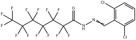 N-[(E)-(2,6-dichlorophenyl)methylideneamino]-2,2,3,3,4,4,5,5,6,6,7,7,7-tridecafluoroheptanamide Struktur