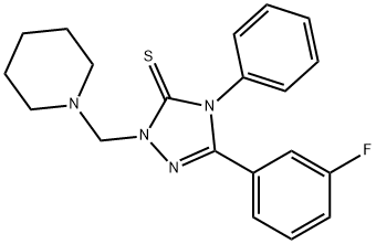 5-(3-fluorophenyl)-4-phenyl-2-(piperidin-1-ylmethyl)-1,2,4-triazole-3-thione Struktur