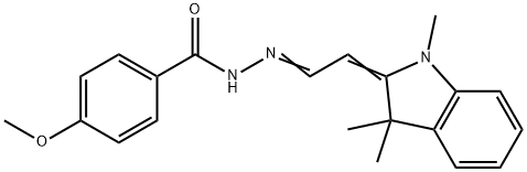 4-methoxy-N-[(E)-[(2Z)-2-(1,3,3-trimethylindol-2-ylidene)ethylidene]amino]benzamide Struktur