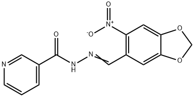 N-[(E)-(6-nitro-1,3-benzodioxol-5-yl)methylideneamino]pyridine-3-carboxamide Struktur