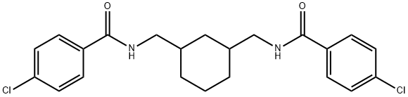 4-chloro-N-[[3-[[(4-chlorobenzoyl)amino]methyl]cyclohexyl]methyl]benzamide Struktur