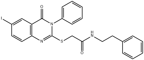 2-(6-iodo-4-oxo-3-phenylquinazolin-2-yl)sulfanyl-N-(2-phenylethyl)acetamide Struktur