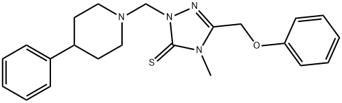 4-methyl-5-(phenoxymethyl)-2-[(4-phenylpiperidin-1-yl)methyl]-1,2,4-triazole-3-thione Struktur