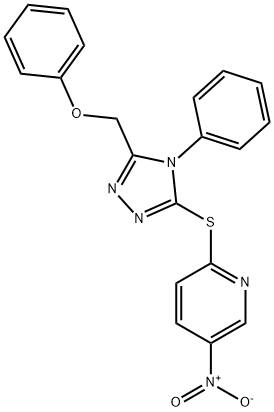 5-nitro-2-[[5-(phenoxymethyl)-4-phenyl-1,2,4-triazol-3-yl]sulfanyl]pyridine Struktur