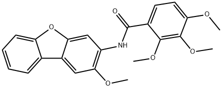 2,3,4-trimethoxy-N-(2-methoxydibenzofuran-3-yl)benzamide Struktur