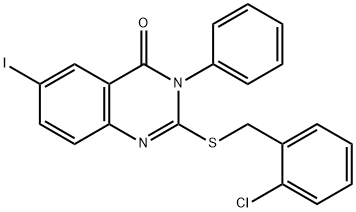 2-[(2-chlorophenyl)methylsulfanyl]-6-iodo-3-phenylquinazolin-4-one Struktur