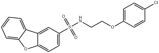 N-[2-(4-chlorophenoxy)ethyl]dibenzofuran-2-sulfonamide Struktur