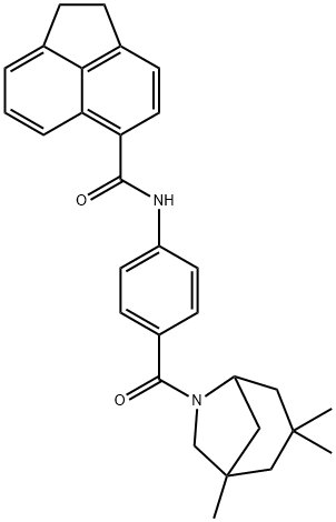 N-[4-(3,3,5-trimethyl-7-azabicyclo[3.2.1]octane-7-carbonyl)phenyl]-1,2-dihydroacenaphthylene-5-carboxamide Struktur