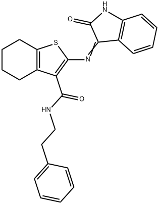 2-[(2-oxoindol-3-yl)amino]-N-(2-phenylethyl)-4,5,6,7-tetrahydro-1-benzothiophene-3-carboxamide Struktur