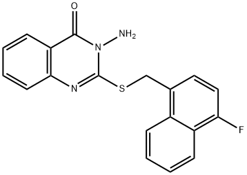 3-amino-2-[(4-fluoronaphthalen-1-yl)methylsulfanyl]quinazolin-4-one Struktur