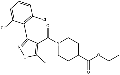 ethyl 1-[3-(2,6-dichlorophenyl)-5-methyl-1,2-oxazole-4-carbonyl]piperidine-4-carboxylate Struktur