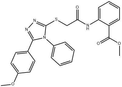 methyl 2-[[2-[[5-(4-methoxyphenyl)-4-phenyl-1,2,4-triazol-3-yl]sulfanyl]acetyl]amino]benzoate Struktur