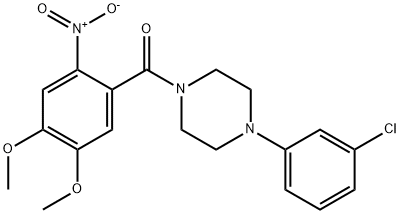 [4-(3-chlorophenyl)piperazin-1-yl]-(4,5-dimethoxy-2-nitrophenyl)methanone Struktur