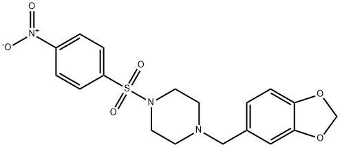 1-(1,3-benzodioxol-5-ylmethyl)-4-(4-nitrophenyl)sulfonylpiperazine Struktur