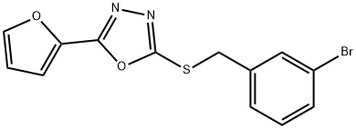 2-[(3-bromophenyl)methylsulfanyl]-5-(furan-2-yl)-1,3,4-oxadiazole Struktur