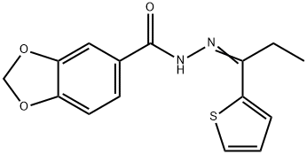 N-[(E)-1-thiophen-2-ylpropylideneamino]-1,3-benzodioxole-5-carboxamide Struktur