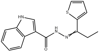 N-[(E)-1-thiophen-2-ylpropylideneamino]-1H-indole-3-carboxamide Struktur