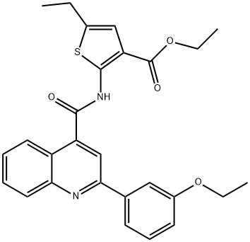 ethyl 2-[[2-(3-ethoxyphenyl)quinoline-4-carbonyl]amino]-5-ethylthiophene-3-carboxylate Struktur