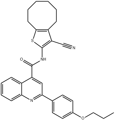 N-(3-cyano-4,5,6,7,8,9-hexahydrocycloocta[b]thiophen-2-yl)-2-(4-propoxyphenyl)quinoline-4-carboxamide Struktur