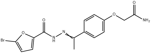 N-[(E)-1-[4-(2-amino-2-oxoethoxy)phenyl]ethylideneamino]-5-bromofuran-2-carboxamide Struktur