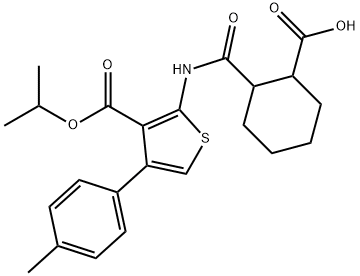 2-[[4-(4-methylphenyl)-3-propan-2-yloxycarbonylthiophen-2-yl]carbamoyl]cyclohexane-1-carboxylic acid Struktur