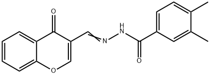 3,4-dimethyl-N-[(E)-(4-oxochromen-3-yl)methylideneamino]benzamide Struktur