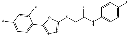 2-[[5-(2,4-dichlorophenyl)-1,3,4-oxadiazol-2-yl]sulfanyl]-N-(4-fluorophenyl)acetamide Struktur