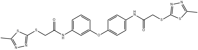 2-[(5-methyl-1,3,4-thiadiazol-2-yl)sulfanyl]-N-[4-[3-[[2-[(5-methyl-1,3,4-thiadiazol-2-yl)sulfanyl]acetyl]amino]phenoxy]phenyl]acetamide Struktur