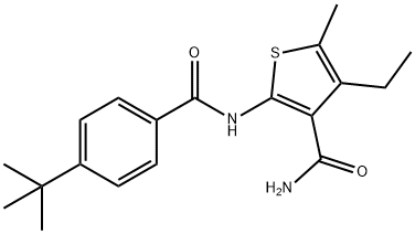 2-[(4-tert-butylbenzoyl)amino]-4-ethyl-5-methylthiophene-3-carboxamide Struktur