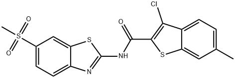 3-chloro-6-methyl-N-(6-methylsulfonyl-1,3-benzothiazol-2-yl)-1-benzothiophene-2-carboxamide Struktur