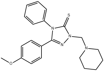 5-(4-methoxyphenyl)-4-phenyl-2-(piperidin-1-ylmethyl)-1,2,4-triazole-3-thione Struktur