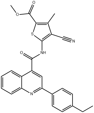 methyl 4-cyano-5-[[2-(4-ethylphenyl)quinoline-4-carbonyl]amino]-3-methylthiophene-2-carboxylate Struktur