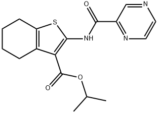 propan-2-yl 2-(pyrazine-2-carbonylamino)-4,5,6,7-tetrahydro-1-benzothiophene-3-carboxylate Struktur