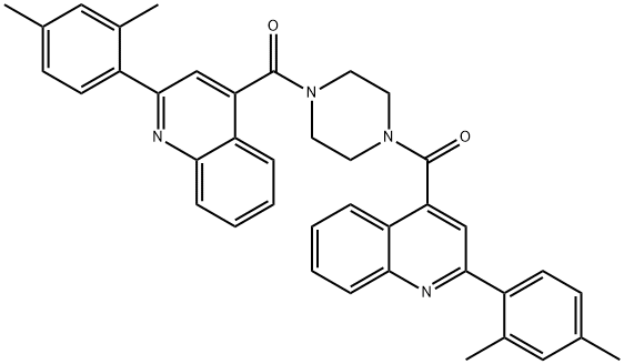 [4-[2-(2,4-dimethylphenyl)quinoline-4-carbonyl]piperazin-1-yl]-[2-(2,4-dimethylphenyl)quinolin-4-yl]methanone Struktur