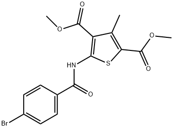 dimethyl 5-[(4-bromobenzoyl)amino]-3-methylthiophene-2,4-dicarboxylate Struktur