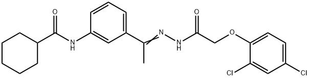 N-[3-[(Z)-N-[[2-(2,4-dichlorophenoxy)acetyl]amino]-C-methylcarbonimidoyl]phenyl]cyclohexanecarboxamide Struktur