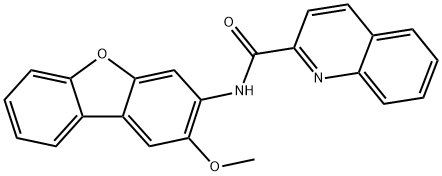 N-(2-methoxydibenzofuran-3-yl)quinoline-2-carboxamide Struktur