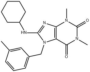 8-(cyclohexylamino)-1,3-dimethyl-7-[(3-methylphenyl)methyl]purine-2,6-dione Struktur